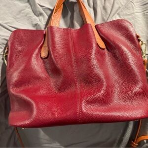 Elegant Red Leather Tote Bag